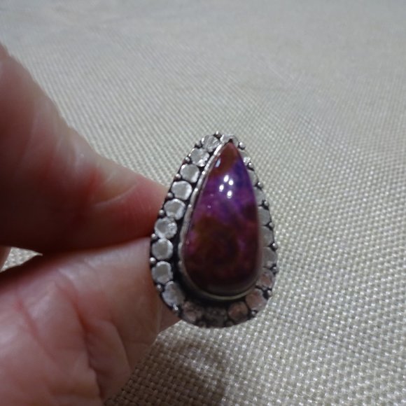 Gorgeous "DENDRITE OPAL" Handmade Sterling Ring Size 7.5 #597B - Picture 3 of 3